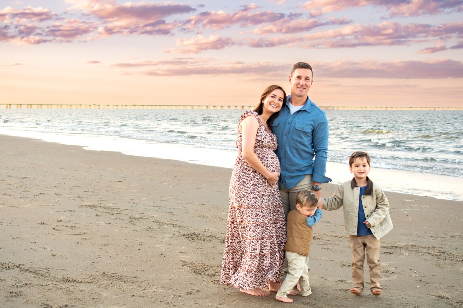 The Johnson family at the beach in Virginia Beach