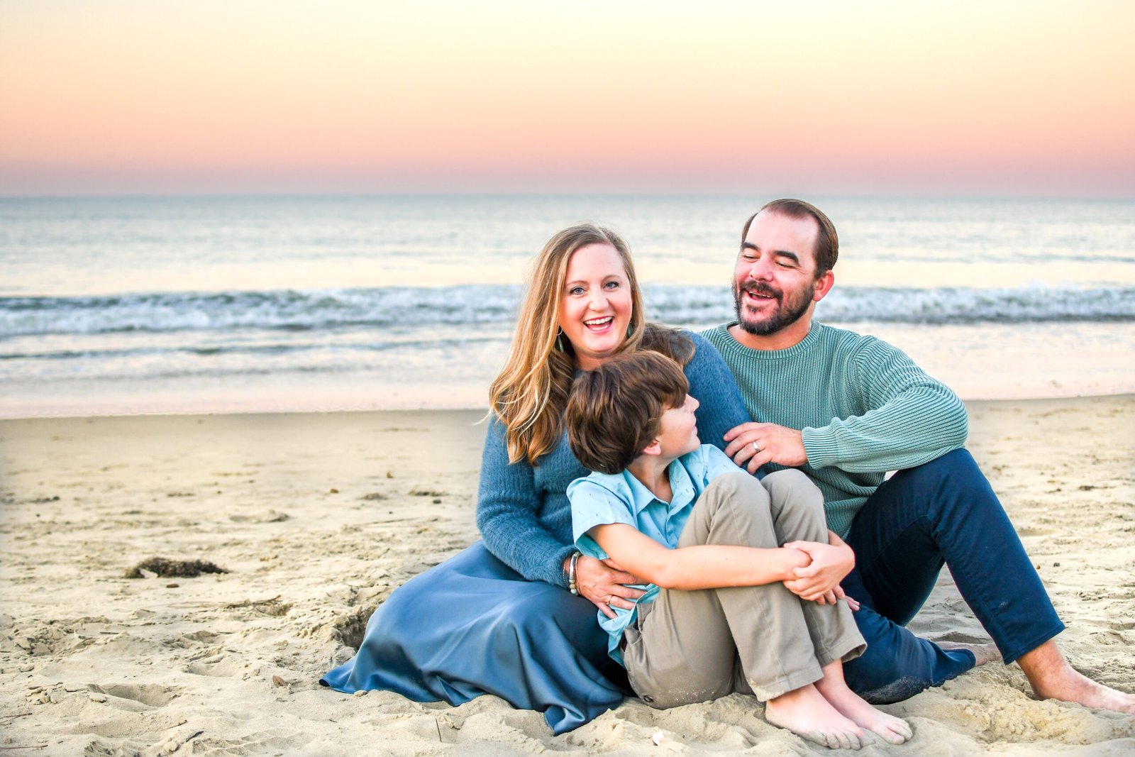 The Padgett family at the beach in Virginia Beach